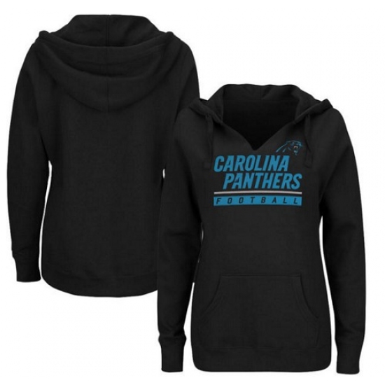 NFL Carolina Panthers Majestic Womens Self Determination Pullover Hoodie Black