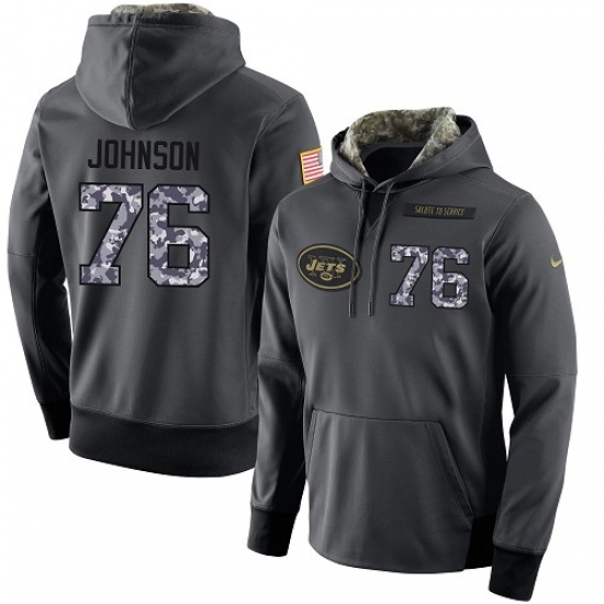 NFL Mens Nike New York Jets 76 Wesley Johnson Stitched Black Anthracite Salute to Service Player Per