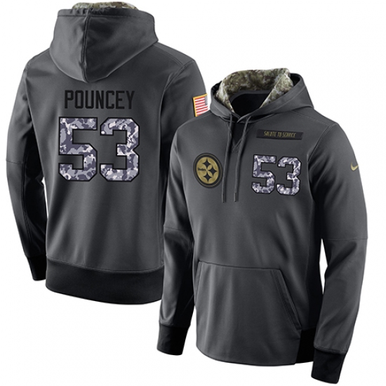 NFL Mens Nike Pittsburgh Steelers 53 Maurkice Pouncey Stitched Black Anthracite Salute to Service Pl