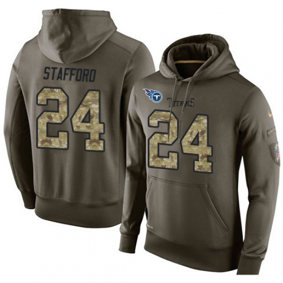 NFL Nike Tennessee Titans 24 Daimion Stafford Green Salute To Service Mens Pullover Hoodie