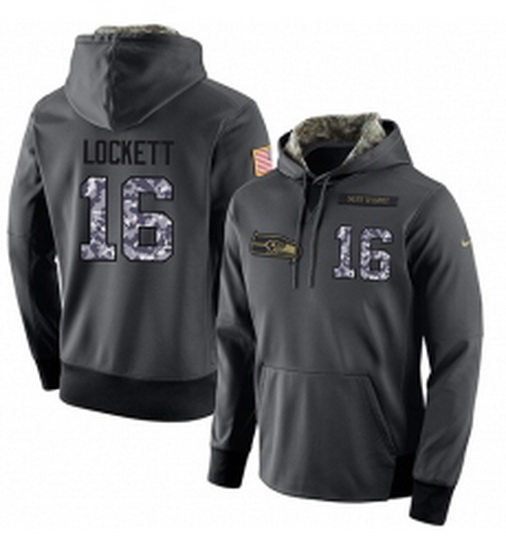 NFL Mens Nike Seattle Seahawks 16 Tyler Lockett Stitched Black Anthracite Salute to Service Player P