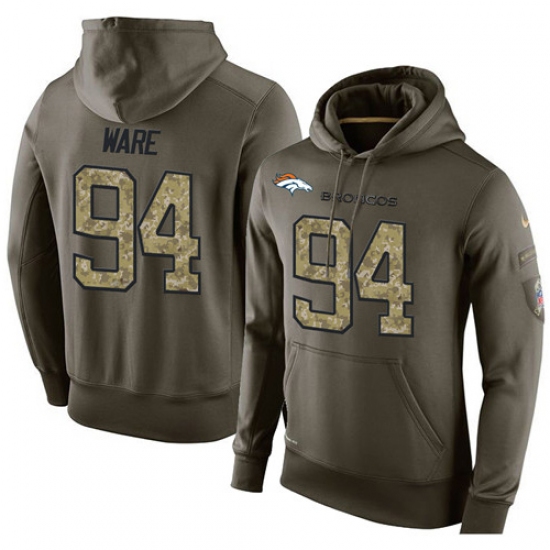 NFL Nike Denver Broncos 94 DeMarcus Ware Green Salute To Service Mens Pullover Hoodie