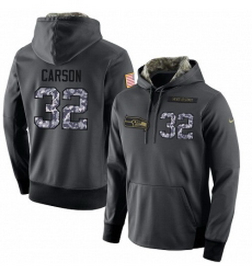 NFL Mens Nike Seattle Seahawks 32 Chris Carson Stitched Black Anthracite Salute to Service Player Pe