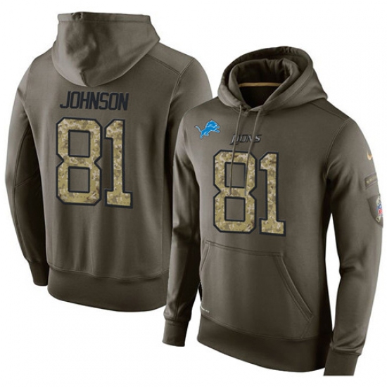 NFL Nike Detroit Lions 81 Calvin Johnson Green Salute To Service Mens Pullover Hoodie