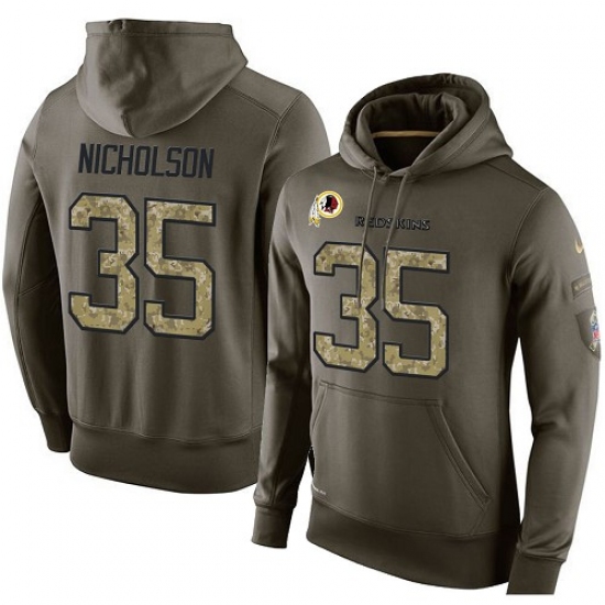 NFL Nike Washington Redskins 35 Montae Nicholson Green Salute To Service Mens Pullover Hoodie