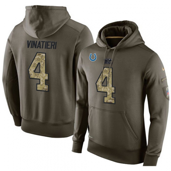 NFL Nike Indianapolis Colts 4 Adam Vinatieri Green Salute To Service Mens Pullover Hoodie