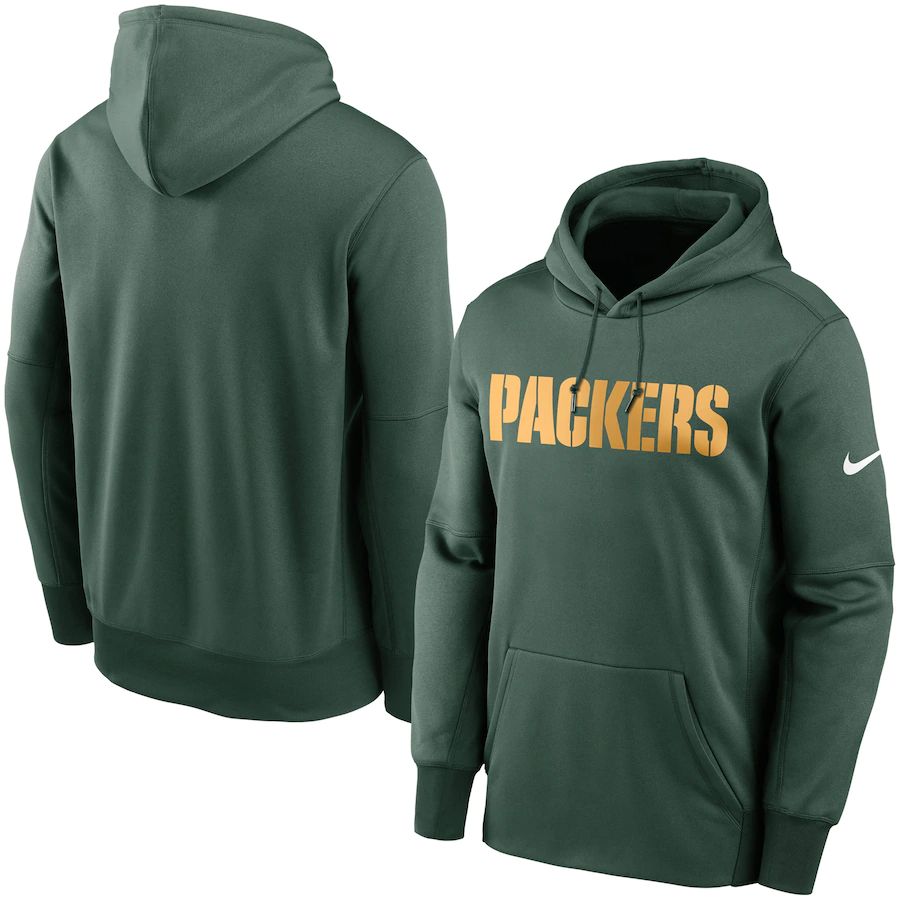 Men Green Bay Packers Nike Fan Gear Wordmark Performance Pullover Hoodie Green