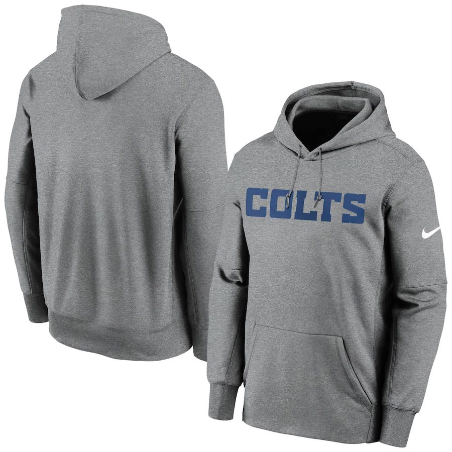 Men Indianapolis Colts Nike Fan Gear Wordmark Performance Pullover Hoodie Heathered Charcoal