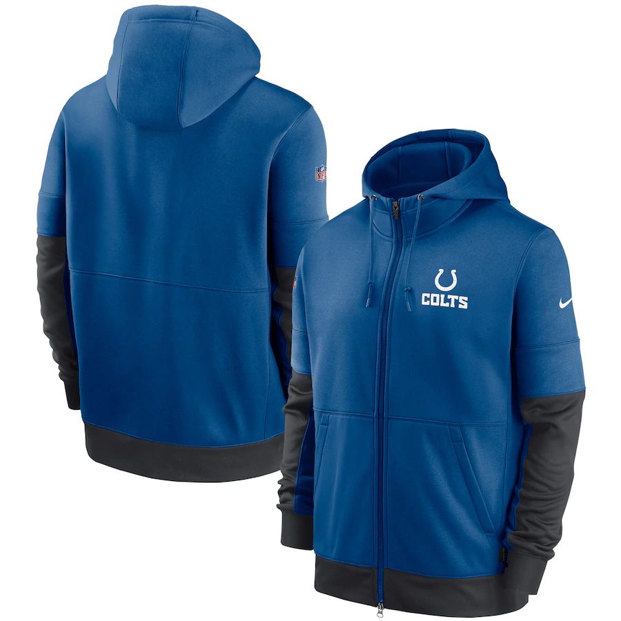 Men Indianapolis Colts Nike Sideline Impact Lockup Performance Full Zip Hoodie Royal