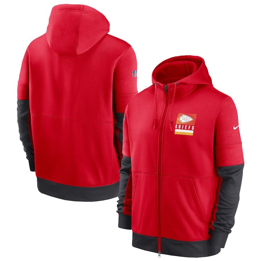 Men Kansas City Chiefs Nike Sideline Impact Lockup Performance Full Zip Hoodie Red