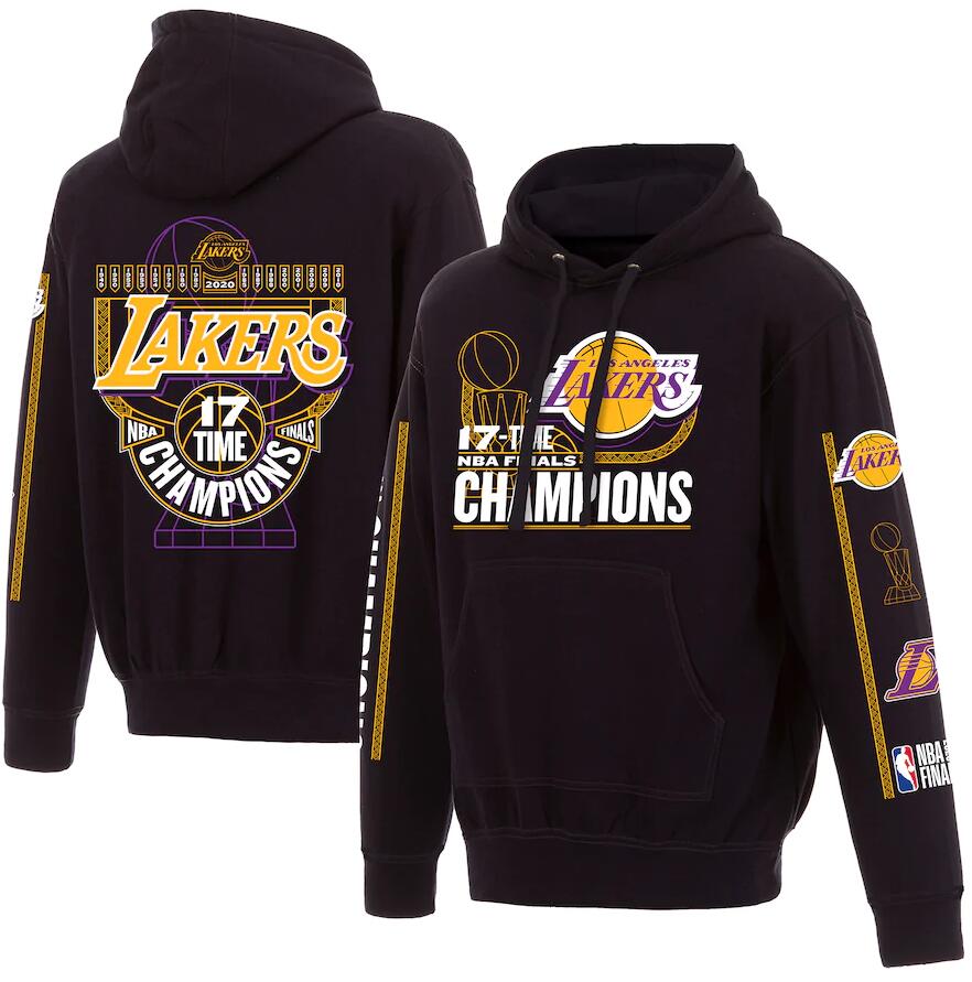 Men Los Angeles Lakers Black 17 Time NBA Finals Champions Pullover Hoodie