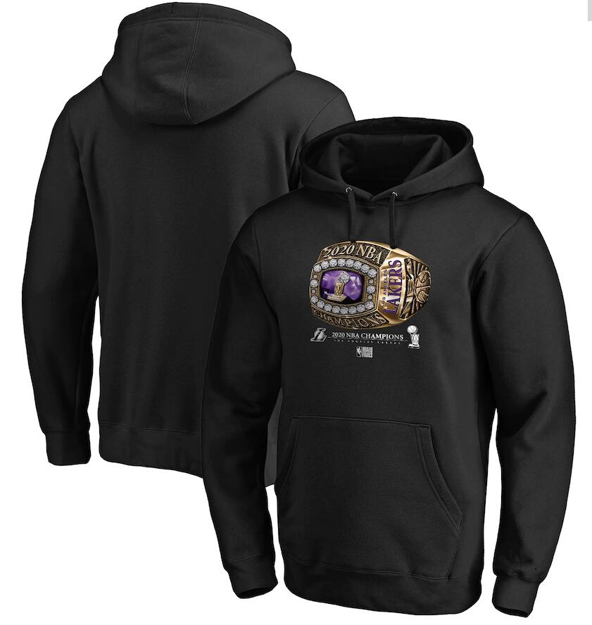 Men Los Angeles Lakers Black 2020 NBA Finals Champions Bling Diamond Pullover Hoodie