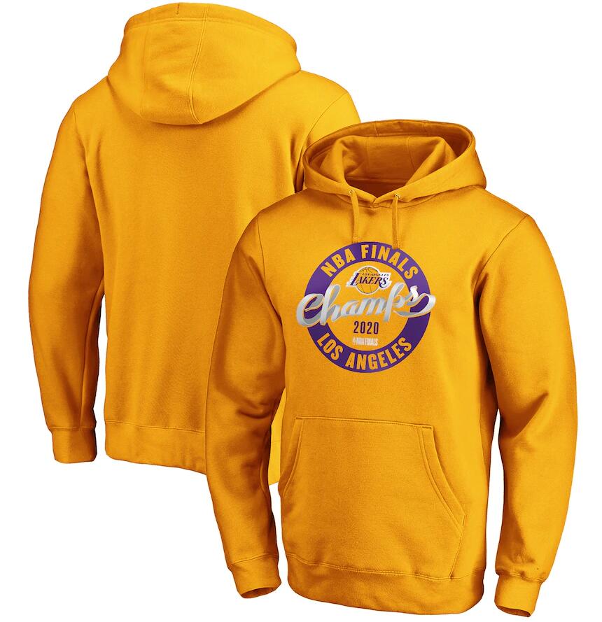 Men Los Angeles Lakers Gold 2020 NBA Finals Champions Zone Laces Pullover Hoodie