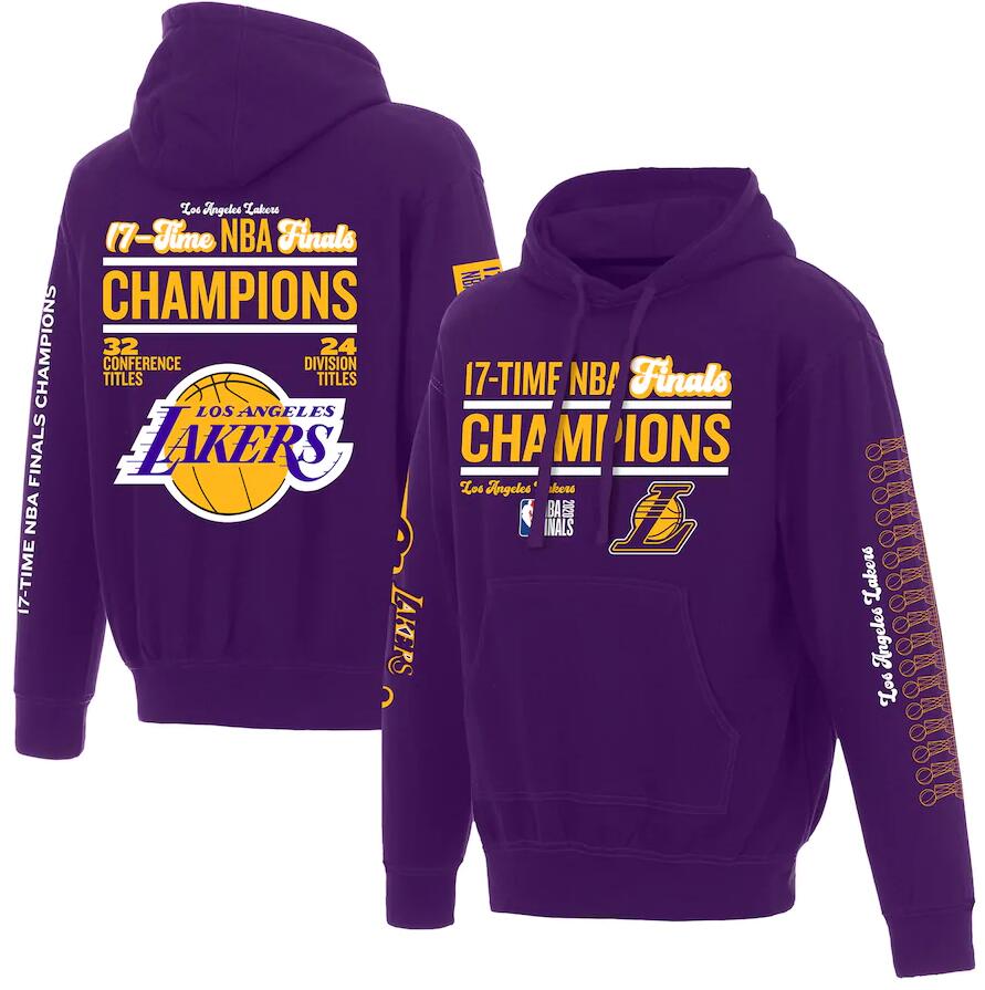 Men Los Angeles Lakers Purple 17 Time NBA Finals Champions Pullover Hoodie