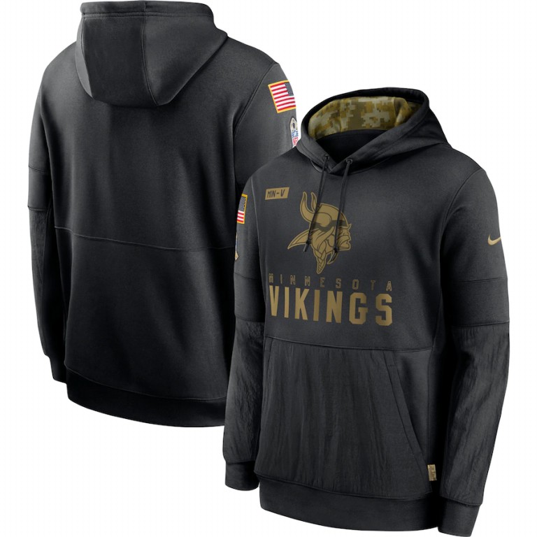 Men Minnesota Vikings Nike 2020 Salute to Service Sideline Performance Pullover Hoodie Black