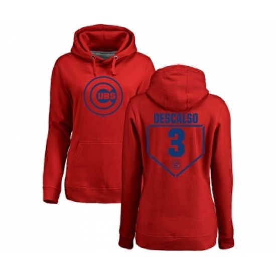 Baseball Women Chicago Cubs 3 Daniel Descalso Red RBI Pullover Hoodie