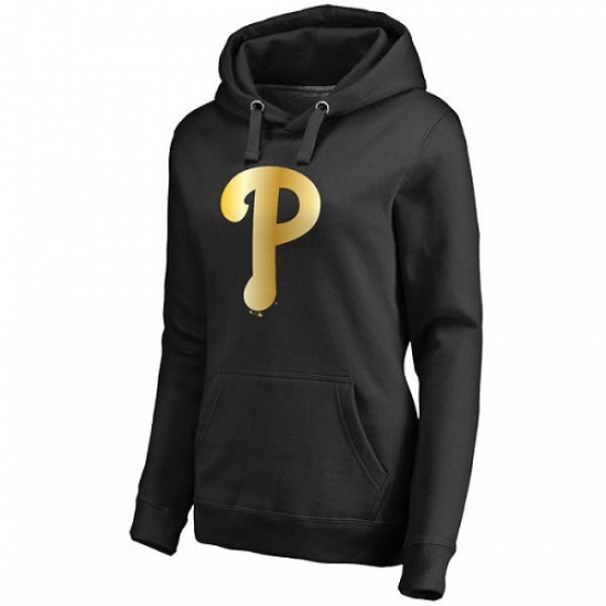 MLB Philadelphia Phillies Women Gold Collection Pullover Hoodie Black