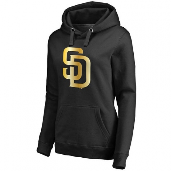 MLB San Diego Padres Women Gold Collection Pullover Hoodie Black