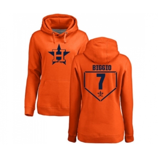 MLB Women Nike Houston Astros 7 Craig Biggio Orange RBI Pullover Hoodie