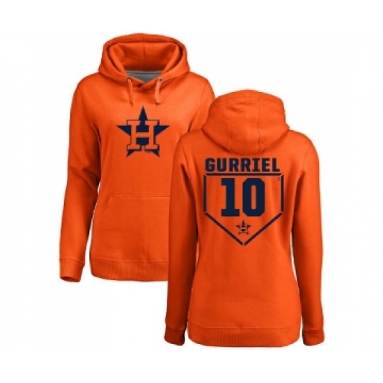 MLB Women Nike Houston Astros 10 Yuli Gurriel Orange RBI Pullover Hoodie