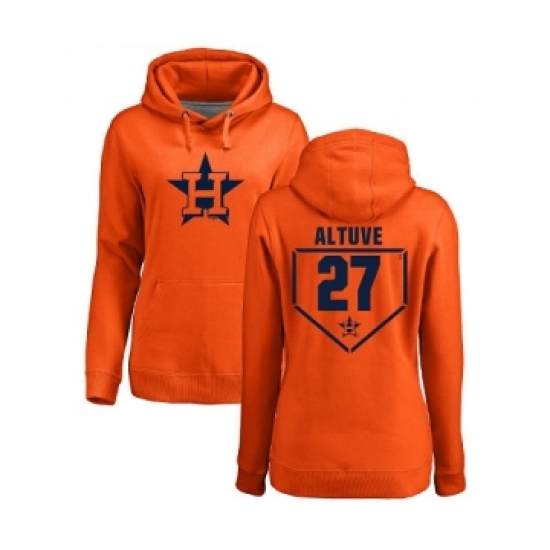 MLB Women Nike Houston Astros 27 Jose Altuve Orange RBI Pullover Hoodie