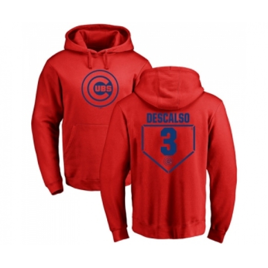 Men Baseball Chicago Cubs 3 Daniel Descalso Red RBI Pullover Hoodie