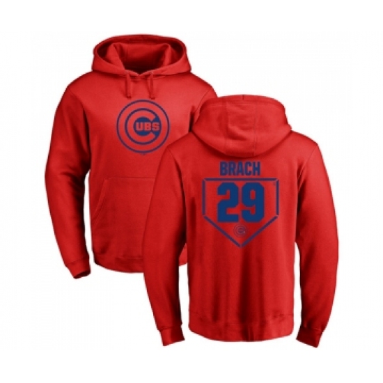 Men Baseball Chicago Cubs 29 Brad Brach Red RBI Pullover Hoodie