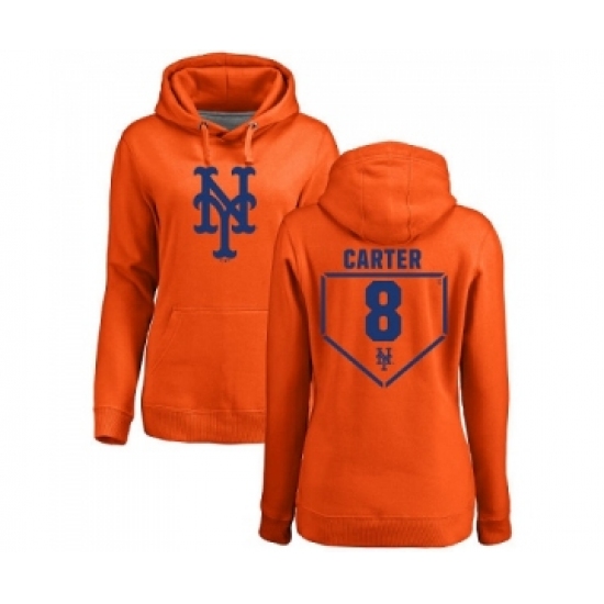 MLB Women Nike New York Mets 8 Gary Carter Orange RBI Pullover Hoodie