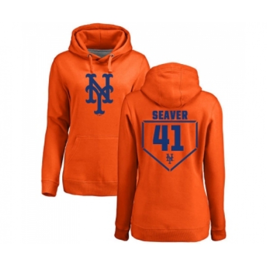 MLB Women Nike New York Mets 41 Tom Seaver Orange RBI Pullover Hoodie