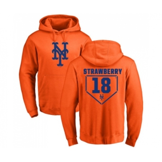 Men MLB Nike New York Mets 18 Darryl Strawberry Orange RBI Pullover Hoodie