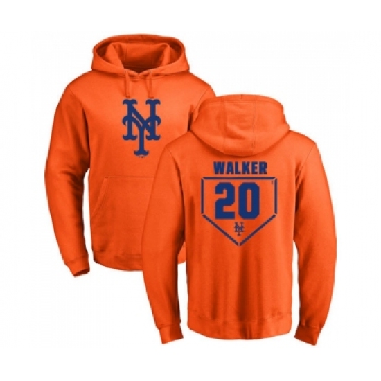 Men MLB Nike New York Mets 20 Neil Walker Orange RBI Pullover Hoodie