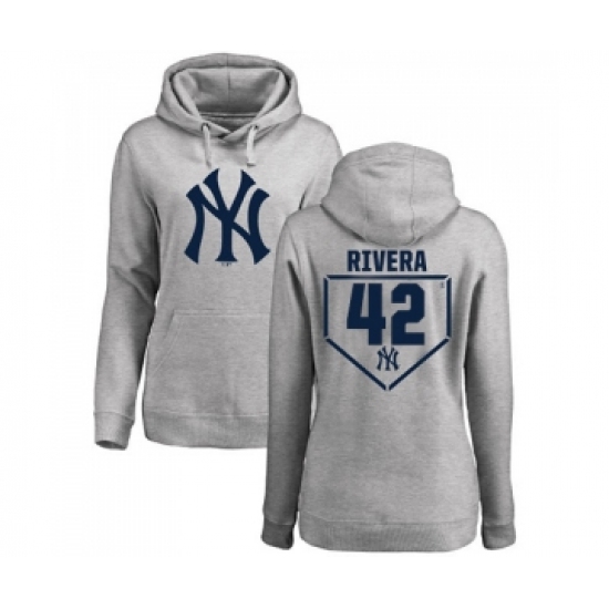 MLB Women Nike New York Yankees 42 Mariano Rivera Gray RBI Pullover Hoodie