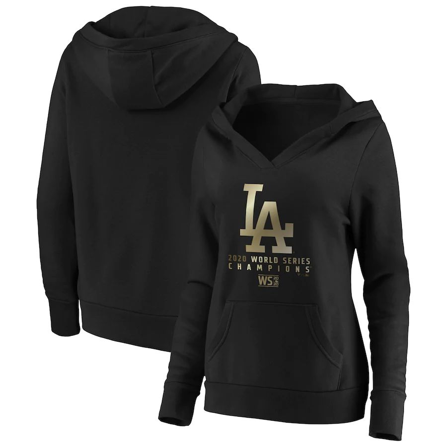 Women Los Angeles Dodgers Women 2020 World Series Champions Parade Crossover Neck Pullover Hoodie Bl