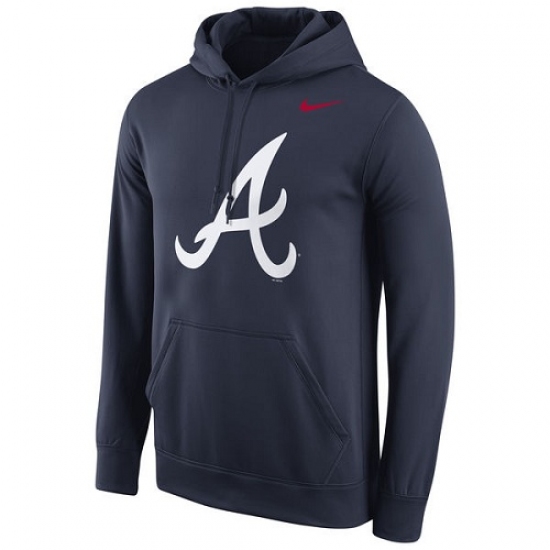 Men MLB Atlanta Braves Nike Logo Performance Pullover Hoodie Navy