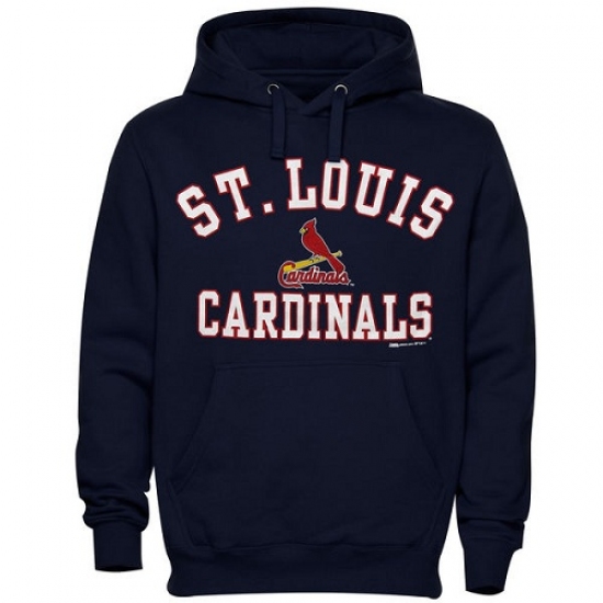 Men MLB St Louis Cardinals Stitches Fastball Fleece Pullover Hoodie Navy Blue