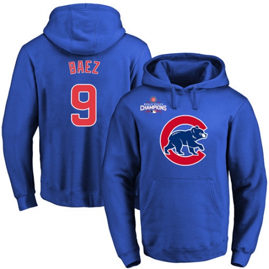 MLB Men Chicago Cubs 9 Javier Baez Royal Team Color Primary Logo Pullover Hoodie