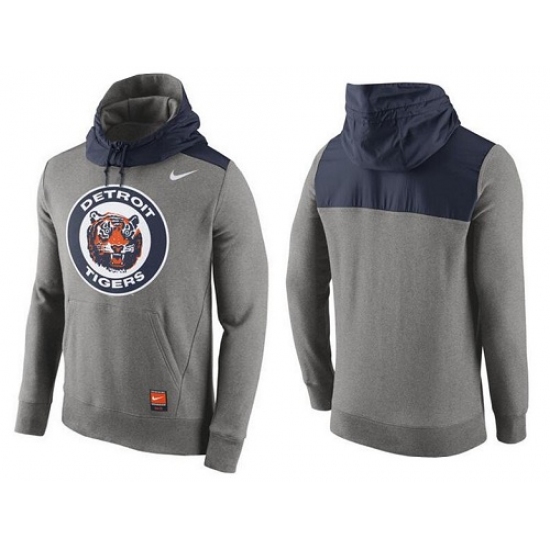 MLB Men Detroit Tigers Nike Gray Cooperstown Collection Hybrid Pullover Hoodie