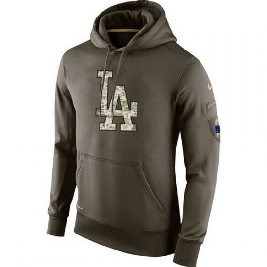 MLB Men Los Angeles Dodgers Nike Olive Salute To Service KO Performance Hoodie