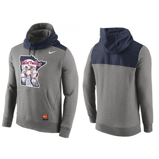 MLB Men Minnesota Twins Nike Gray Cooperstown Collection Hybrid Pullover Hoodie