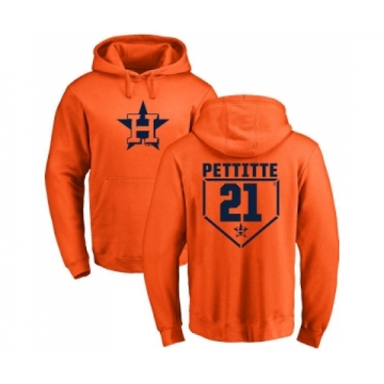 Men MLB Nike Houston Astros 21 Andy Pettitte Orange RBI Pullover Hoodie