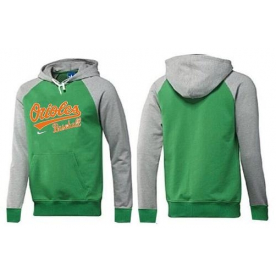 MLB Men Nike Baltimore Orioles Pullover Hoodie GreenGrey