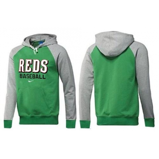 MLB Men Nike Cincinnati Reds Pullover Hoodie GreenGrey