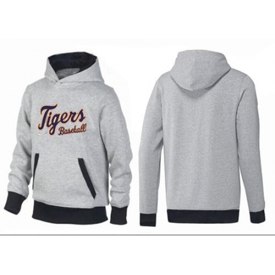 MLB Men Nike Detroit Tigers Pullover Hoodie GreyBlack