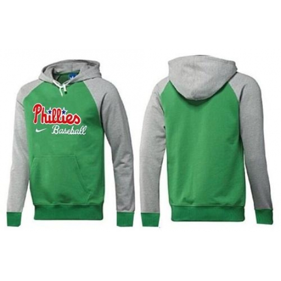 MLB Men Nike Philadelphia Phillies Pullover Hoodie GreenGrey