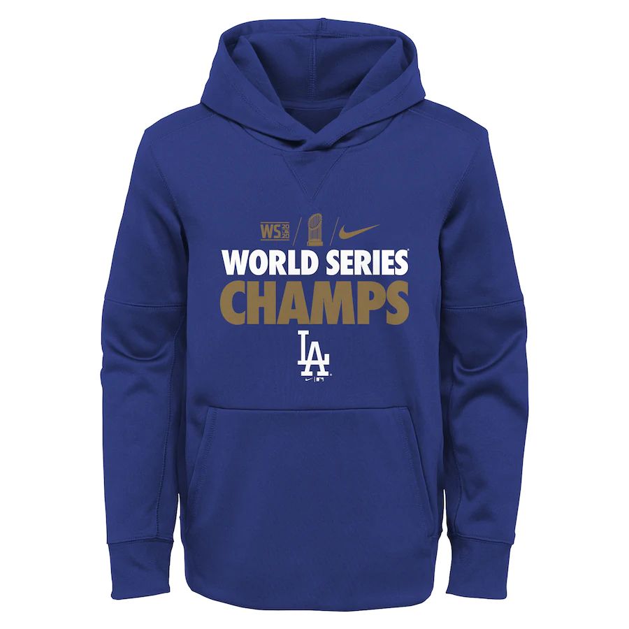 Men Los Angeles Dodgers Nike 2020 World Series Champions Gold Fleece Pullover Hoodie Royal