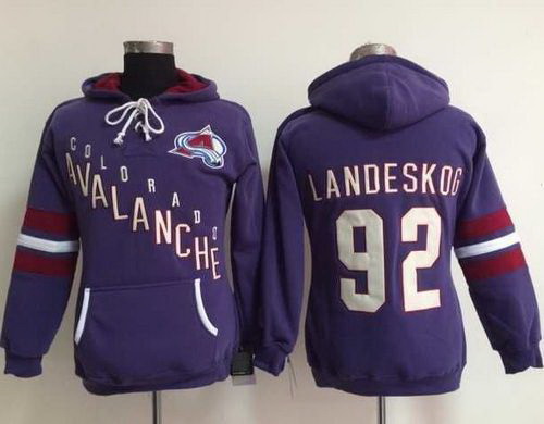 Colorado Avalanche 92 Gabriel Landeskog Purple Women Old Time Heidi NHL Hoodie