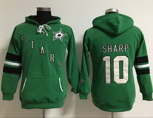 Dallas Stars 10 Patrick Sharp Green Women Old Time Heidi Hoodie NHL Hoodie