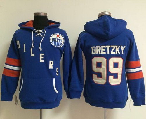 Edmonton Oilers 99 Wayne Gretzky Light Blue Women Old Time Heidi NHL Hoodie