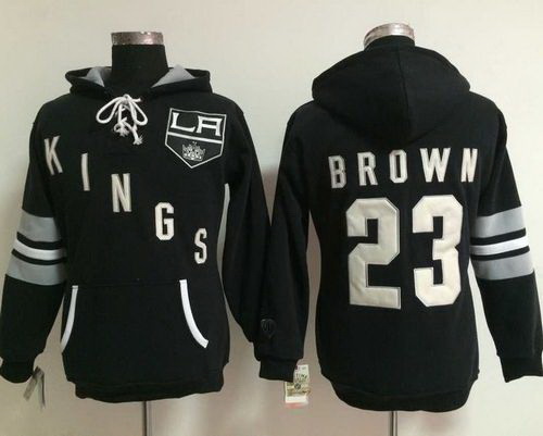 Los Angeles Kings 23 Dustin Brown Black Women Old Time Heidi Hoodie