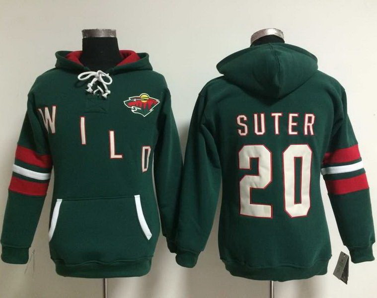 Minnesota Wild 20 Ryan Suter Green Women Old Time Heidi NHL Hoodie